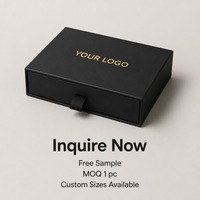 Boîte cadeau coulissante en carton noir mat avec dorure à chaud, impression personnalisée, rigide, robuste, recyclable, qualité supérieure, vente en gros, directement de l'usine