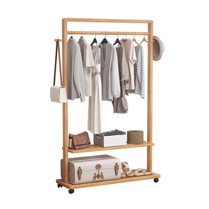 Porte-manteau en bois massif d'hévéa nordique 60 cm, moderne, minimaliste, portable, sur pied, pour la maison - Product Image 5
