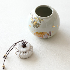 Boîte à thé en céramique peinte à la main en forme de <span class=keywords><strong>poisson</strong></span> <span class=keywords><strong>rouge</strong></span> avec couvercle en bois, pot de rangement hermétique <span class=keywords><strong>rond</strong></span> pour thé en vrac, herbes et épices - Product Image 4