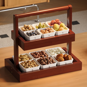 Bandeja de estilo chino para la sala de estar con asa y plato cuadrado para guardar semillas de melón, dulces, café, frutas. - Product Image 3