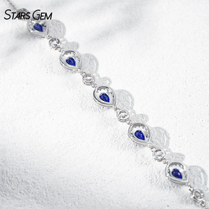 Pulsera StarsGem de Oro Sólido de 10K con Rubí, Esmeralda y Zafiro de Laboratorio con Corte Pera y Diamantes de Laboratorio de 2.6CT, Regalo Clásico para Bodas y Fiestas - Product Image 3