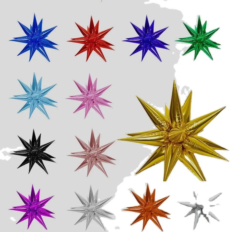 Hot selling exploding star water drop shape aluminum film balloons six-pointed star birthday party mall decoration balloons