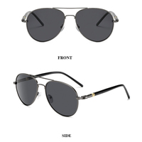 Lunettes de soleil polarisées classiques noires pour hommes, monture intégrale légère et confortable en métal, avec branches décoratives dorées, promotionnelles