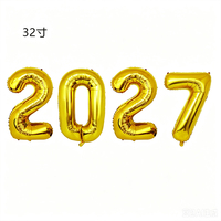 Ballons Chiffres en Aluminium Gonflables de 32 Pouces pour le Nouvel An 2027 – Décoration de Fête