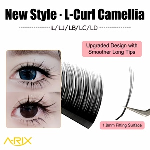 ขนตาปลอม A-RIX L-Curl Wet Camellia แบบหลายความยาว ฐานแข็งแรง ทรง Manga Fox Eye สีดำด้านนุ่ม - Product Image 1