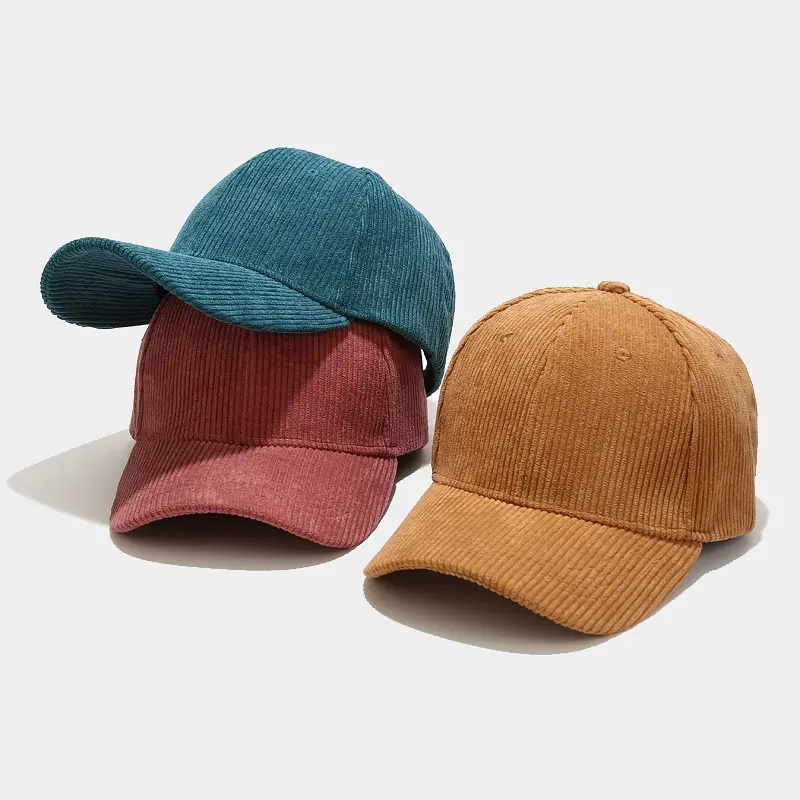 Gorra de béisbol de pana, gorra de pato de color sólido con visera curvada