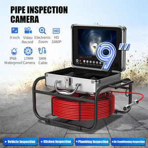 720P 9 "écran DVR 8 pièces tout en lumière caméra <span class=keywords><strong>endoscope</strong></span> vidéo 145 ° visualisation <span class=keywords><strong>20M</strong></span> 17mm IP68 caméras de tuyau d'égout de vidange - Product Image 2
