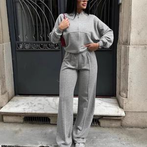 Nuevo Conjunto Deportivo de Invierno con Logotipo Personalizado, Estilo Urbano, 500 g/m², 100 % Algodón French Terry, Sudadera con Cremallera, Pantalones Deportivos Casuales - Product Image 3