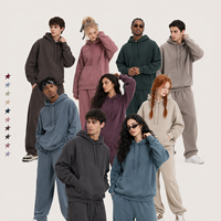 Ensemble de survêtement unisexe en molleton épais 345 GSM pour couple, comprenant un sweat à capuche et un pantalon de jogging, style streetwear, pour l'hiver, fournisseur en gros