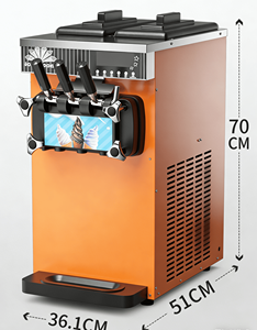 Machine à crème glacée <span class=keywords><strong>semi</strong></span>-automatique en acier inoxydable à 3 saveurs 1300W de bureau pour usine de boissons, collation à base de lait - Product Image 2