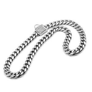 Boucle en cristal 14mm en acier inoxydable chaîne cubaine pour chien or rose - Product Image 5
