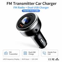 Transmisor FM Bluetooth para Auto con Reproductor MP3, Doble Puerto USB, Llamadas Manos Libres y Carga para Vehículos Samsung Android
