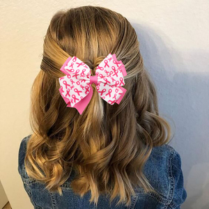 Élastiques à cheveux avec nœuds de soutien pour la sensibilisation au cancer du sein, pinces à cheveux en forme de ruban rose anticancer pour filles, accessoires pour la Journée internationale contre le SIDA pour enfants - Product Image 6