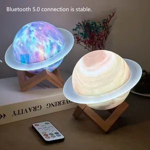 Portable pour haut-parleurs Design moderne <span class=keywords><strong>RGB</strong></span> LED contrôle tactile ornements de bureau planète veilleuse boîte de son atmosphère - Product Image 2