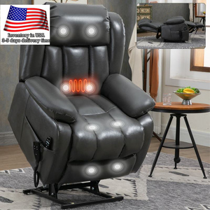 <span class=keywords><strong>Fauteuil</strong></span> inclinable électrique gris en similicuir à double moteur, 350 lb, avec télécommande, massage et chaleur, pour la relaxation dans le salon - Product Image 1