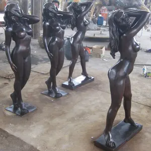 Schöne angepasste innen dekorierte nackte Mädchens tatue Bronze stehende nackte Frauen statue