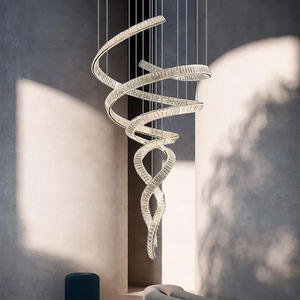 <span class=keywords><strong>Lustre</strong></span> de hall d'hôtel, décoration d'escalier de villa, acier inoxydable doré, cristal K9, art moderne, <span class=keywords><strong>lustre</strong></span> en spirale long en cristal - Product Image 4