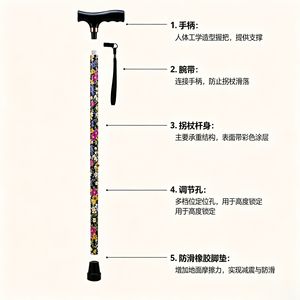 Canne en alliage d'aluminium Shunkangtai, hauteur réglable, légère, pour personnes âgées, avec poignée en T, pour usage extérieur - Product Image 3