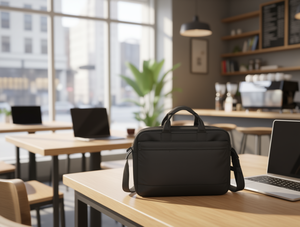 Borsa a tracolla per laptop in nylon con chiusura protettiva con maniglia per uso da viaggio e lavoro - Product Image 2