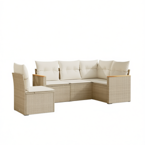 Beige Garden <b>Sofa</b> Set <b>Rattan</b> Outdoor Furniture 4 Seater Contemporary Design - Product Image 1