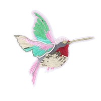 Patchs thermocollants brodés d'animaux et de oiseaux perlés, appliques brodées par ordinateur pour vêtements, sacs et accessoires