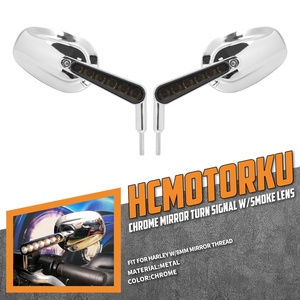 Rétroviseurs de clignotants universels pour moto Harley XL Dyna pour Yamaha, filetage 8mm, noir chromé, 2 pièces - Product Image 2