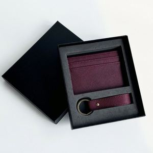 X418 New Stock Custom Logo Pu Saffiano Leather <b>Key</b> Ring and Card <b>Holder</b> for Travel Gift <b>Box</b> Set Slim Unisex Card Wallet - Product Image 4
