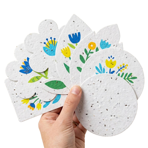 Cartes en <span class=keywords><strong>papier</strong></span> semable personnalisables avec logo, qui se transforment en plantes, formes écologiques avec graines de fleurs sauvages, d'herbes et de légumes - Product Image 1