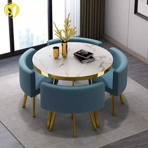 Set Moderno di Tavolo da Pranzo e Sedie di Lusso, Tavolo Rotondo Piccolo con 4 Sedie - Product Image 1