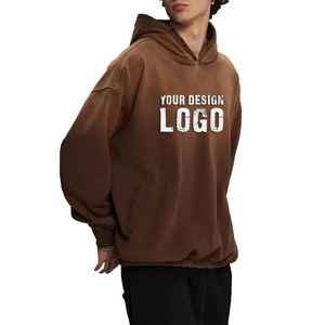 Low MOQ Custom 450g Spray Dyed Distress Oversized Mens Hoodies Street Hip Hop Vintage Loose Gradient Color Men's Hoodies - Product Image 4