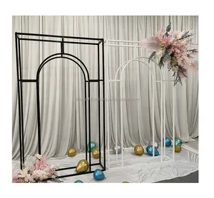 Backdrop de metal para festa, suprimentos para festa, decoração de palco, arco preto e branco, suporte dourado, para casamento