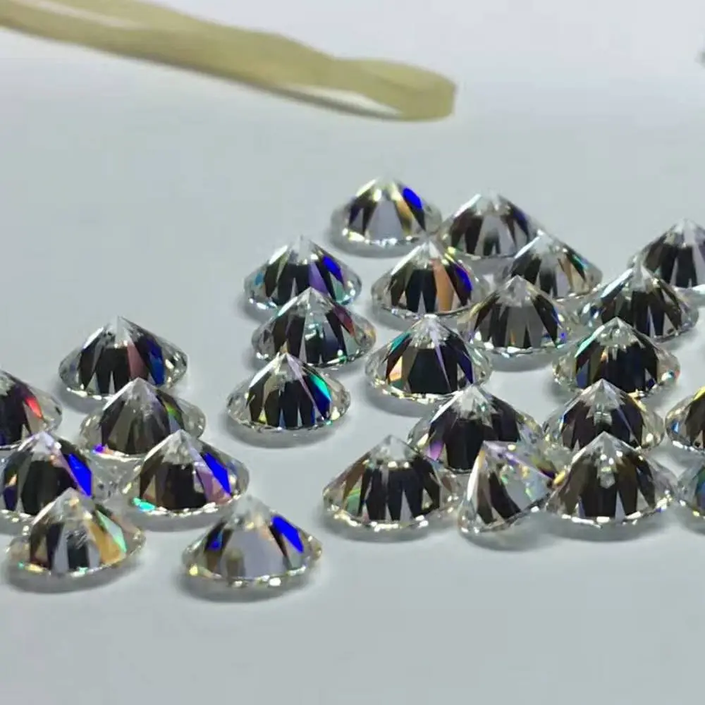 Piedras de circón blancas 3A 5A 7A, corte brillante redondo sintético, gemas sueltas creadas en laboratorio, circonita cúbica