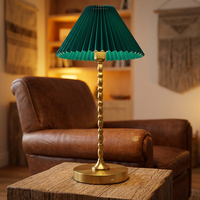 Vintage Grüne Plissierte Kabellose Tischlampe Wiederaufladbare Tragbare Retro Schreibtischleuchte für Hochzeit Heim Restaurant Dekoration