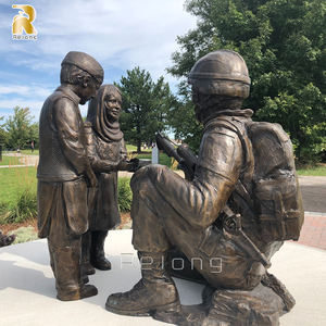 Açık yaşam boyutu bahçe parkı dekor bronz askeri heykeli heykel satılık - Product Image 2