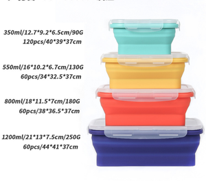 Bpa Free Food Grade Silicone Lunch <strong>Box</strong> Collapsible Food <strong>Storage</strong> Container <strong>Folding</strong> Bento <strong>Box</strong> with Lid - Product Image 4