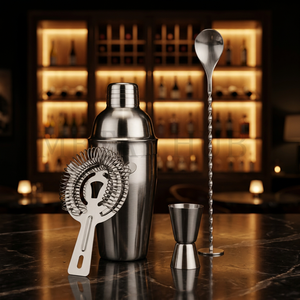 Ensemble de thérapie cocktail Silver – Kit de barman professionnel en acier inoxydable avec outils de bar essentiels pour les fêtes, les événements et la maison - Product Image 1