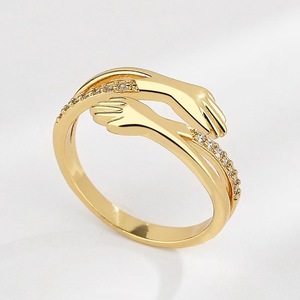 Anillo de Pareja con Diseño de Abrazo, Versión Coreana, Estilo <span class=keywords><strong>Jane</strong></span> <span class=keywords><strong>Eyre</strong></span>, Anillo Abierto con Circonita - Product Image 6