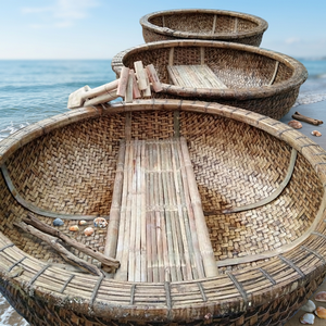 Barco Redondo de Bambú Hecho a Mano para Remar Modelo SR-BAMBOO.CRAFT 52 Hecho en Vietnam Ahora en Oferta - Product Image 3