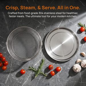 304 Stainless Steel 3-Piece Colander Set Deep/Shallow Strainer Baskets Collection <b>Plate</b> Double <b>Ring</b> Handles Cover Tray Food - Product Image 6