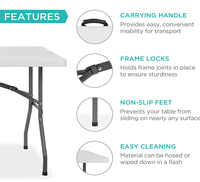 Table pliante portable en plastique HDPE de 180 cm (6 pieds) pour le camping en plein air et les repas en jardin