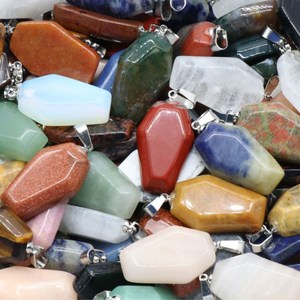 Bijoux d'halloween mignon Feng Shui, pierre de naissance en cristal naturel porte-bonheur, pendentif en forme de <span class=keywords><strong>cercueil</strong></span> pour la fabrication de colliers DIY - Product Image 5