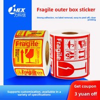 Étiquettes fragiles autocollantes d'avertissement antidérapantes, anti-chute, anti-démontage avec texte en anglais, format carré pour emballage logistique