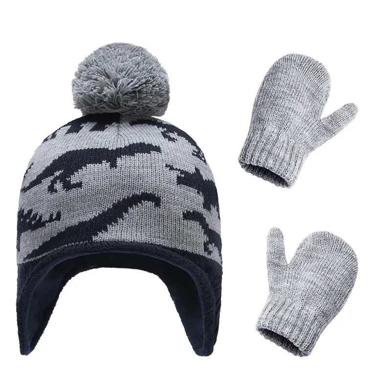 Conjunto de guantes y gorros tejidos para invierno, conjunto de guantes y gorros para bebé, para niña pequeña, accesorios para el clima frío