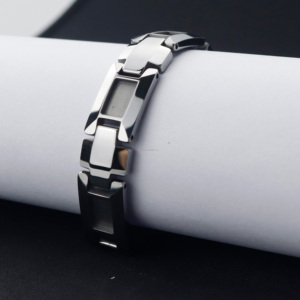 Poya – <span class=keywords><strong>Bracelet</strong></span> en tungstène vierge <span class=keywords><strong>avec</strong></span> aimants, incrustations personnalisées en bois d'<span class=keywords><strong>opale</strong></span> et météorite - Product Image 6