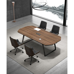 Mesa de Conferencias con Micrófono, Elegante Mesa de Conferencias Blanca como la Nieve, con Patas de Acero Inoxidable - Product Image 3