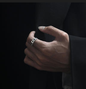 2023 mode Thai <span class=keywords><strong>bague</strong></span> en argent 925 argent sterling <span class=keywords><strong>couple</strong></span> anneaux anneau chaîne cubaine pour femmes ou hommes cadeaux d'anniversaire - Product Image 5