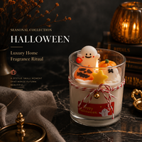 Vela Aromática Personalizada de Calabaza Fantasma de Halloween en Frasco de Vidrio con Etiqueta Privada OEM, Regalo Artesanal para Decoración del Hogar