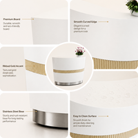 Comptoir de réception minimaliste sur mesure en gros avec garniture métallique dorée pour salon de beauté et spa des ongles