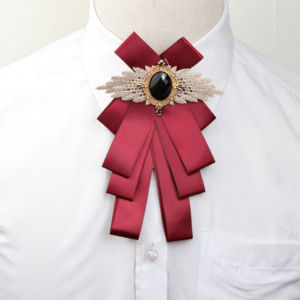 Kadın büyük papyon moda güzel şerit düz renk kelebek ilmek papyon Polyester kravat Pin yaka - Product Image 1