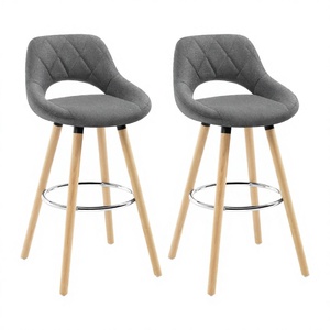 Chaises de comptoir modernes en tissu à dossier haut, tabourets de bar avec pieds en métal pour restaurant, vente en gros d'usine - Product Image 2
